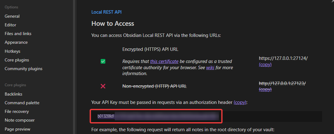 Local REST API